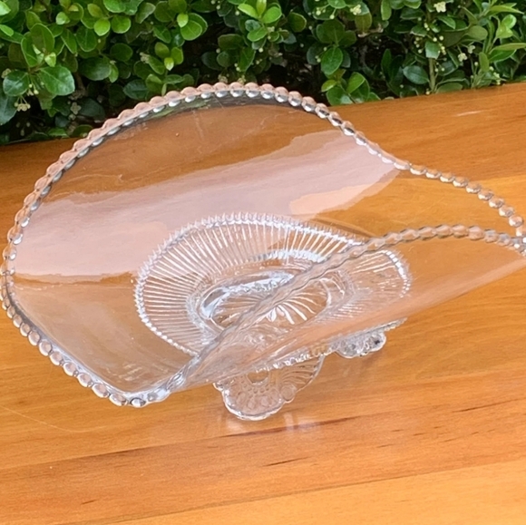 Vintage Clear Banana Boat BonBon Dish Beaded Edge - Picture 1 of 6